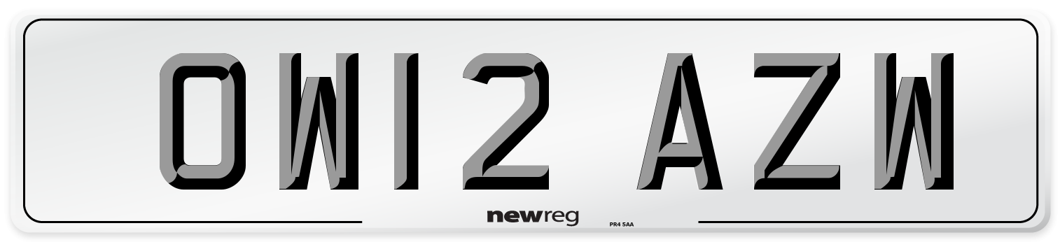 OW12 AZW Number Plate from New Reg